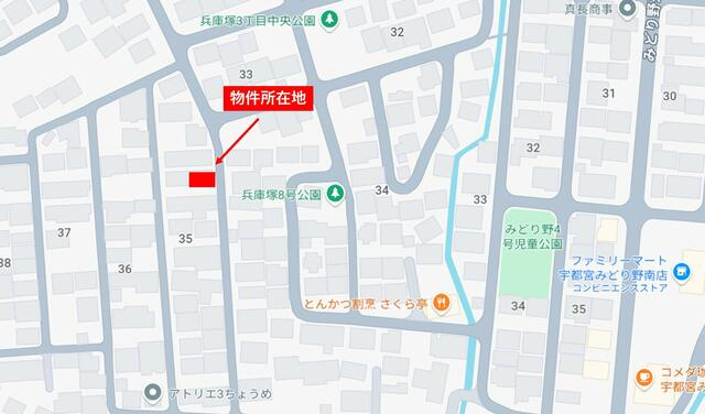 宇都宮市兵庫塚３丁目　4ＬＤＫ　中古住宅の地図