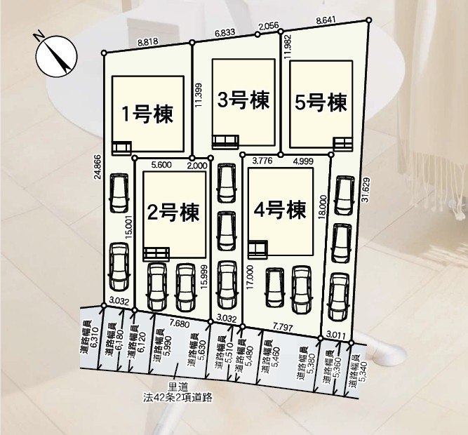 ♥♥糸満市宇江城第2-4号棟（全5棟）の区画図|2～3台