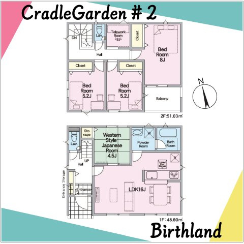 新築戸建・建売　郡山市田村町金屋字上川原　CRADLE GARDEN　全4棟の間取り|【4LDK】テレワークルーム設置！書斎や趣味部屋として大活躍♪