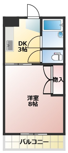 熊本市中央区弥生町のアパートの間取り