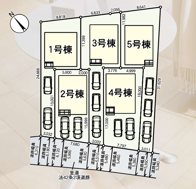 クレイドルガーデン糸満市宇江城 第2・5号棟の区画図|５号棟：縦列３台駐車可
