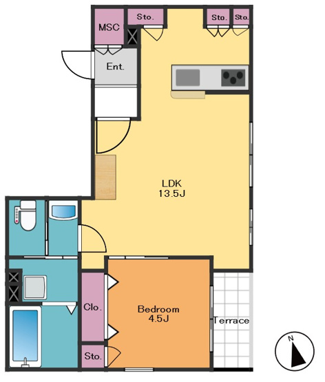 【間取り】 | エルミリオン | 1LDK