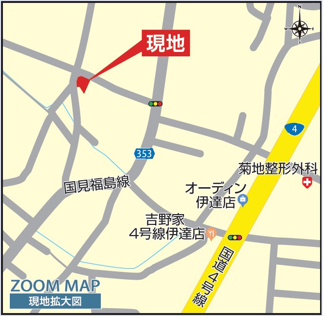 新築戸建・建売　伊達市本町　Blooming Garden　全2棟の地図