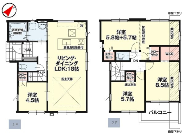 八王子市　絹ケ丘　新築一戸建て　３期の間取り|～南東向き4LDK　5LDKにも対応可能な間取りです～