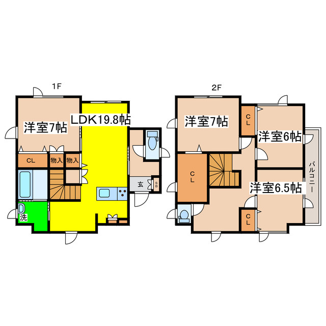 鳥取北９－８－３０貸家の間取り