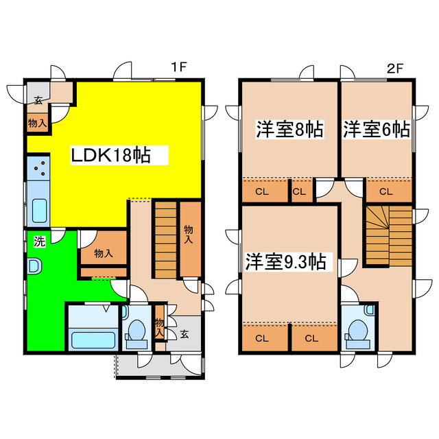 鳥取北１０－１５－４貸家の間取り