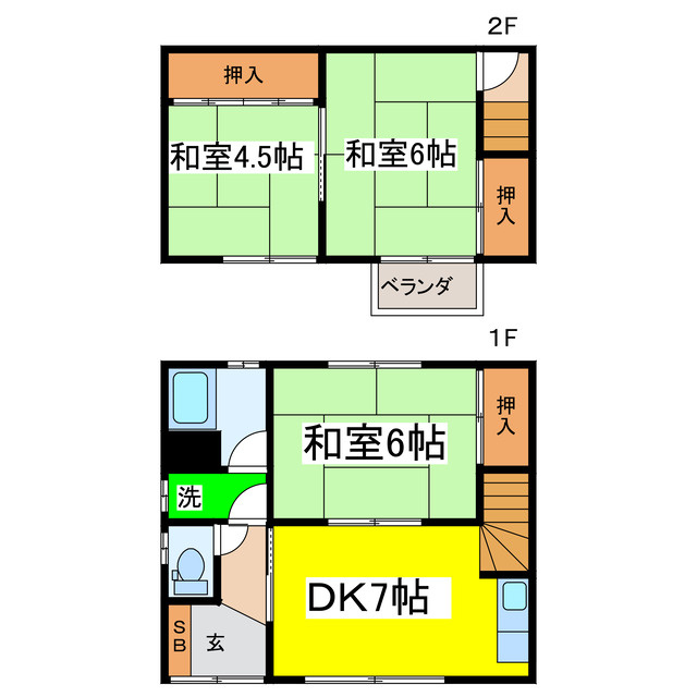 新富士町４－７－２テラスハウスの間取り