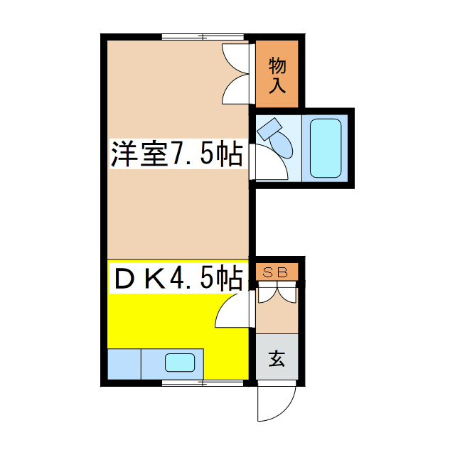ワンルームハイツの間取り
