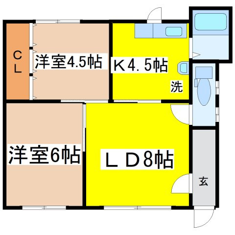 中岡マンション（鳥取北９）の間取り