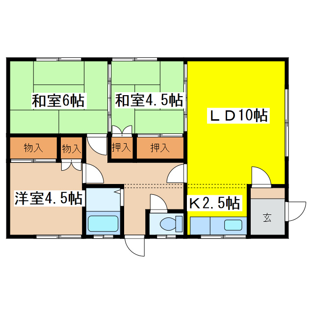 北園１－９－１２テラスハウスの間取り