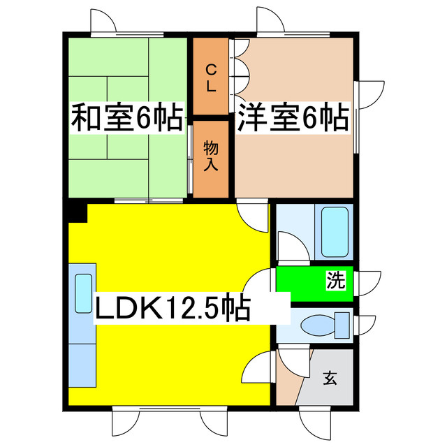 拓穂ハイツ（愛国東2-6-23）の間取り