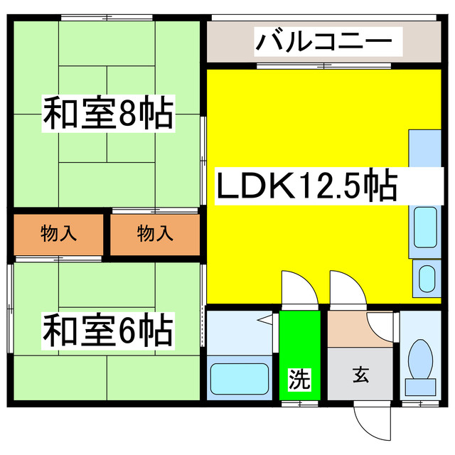 リバーハイツＢの間取り