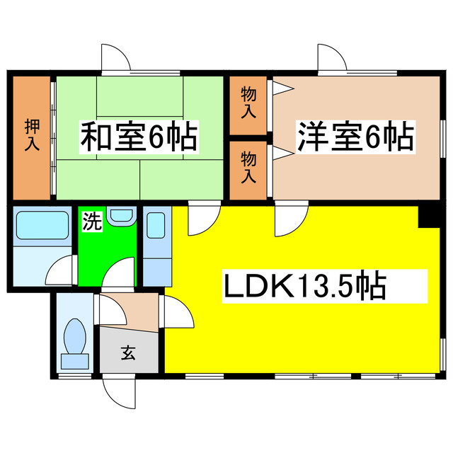 拓穂ハイツ（若葉４－４５）の間取り