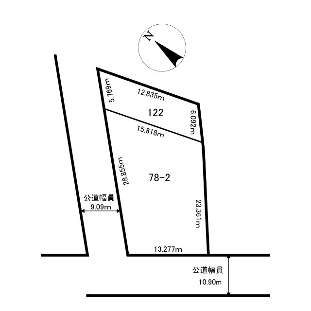 春採2丁目【120坪オーバー角地】売土地の土地図