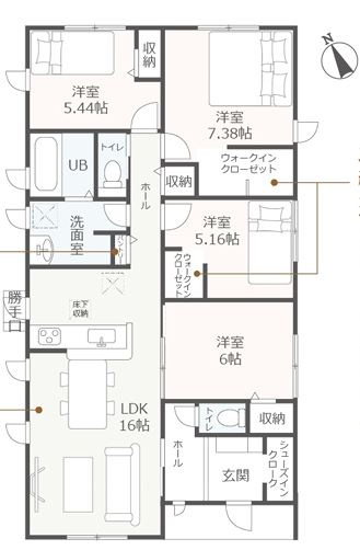 【間取り】 | 焼津市高新田 新築一戸建て 1号棟 | 効率的かつ暮らしのことをしっかり考えた間取りです