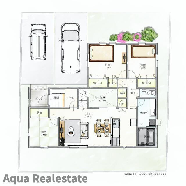 丸亀市飯山町川原の新築一戸建の区画図