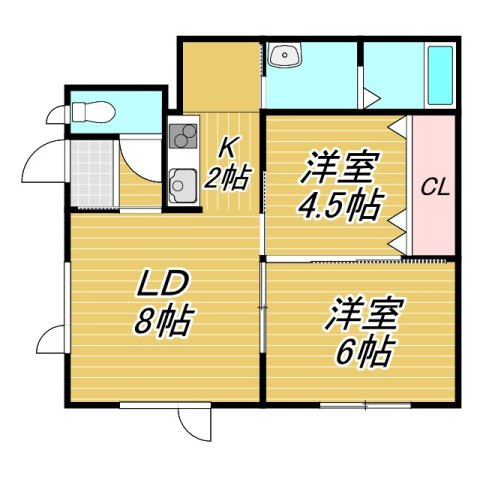 北6ハイツの間取り