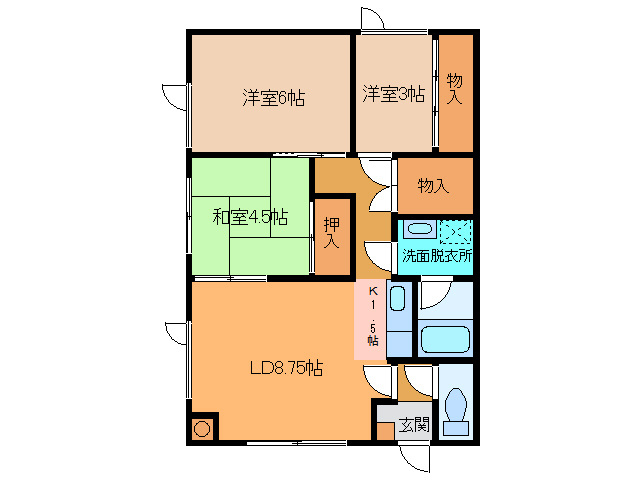 飛田ハイツ　A棟の間取り