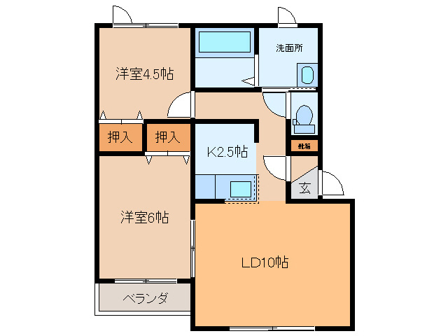 ラ・ポレール陸Bの間取り
