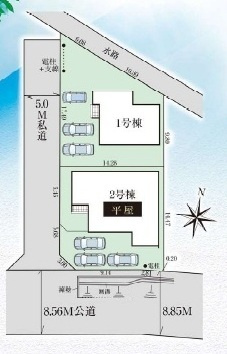 【仲介手数料無料】新築戸建　小川町大字小川324-14（全2棟）の区画図