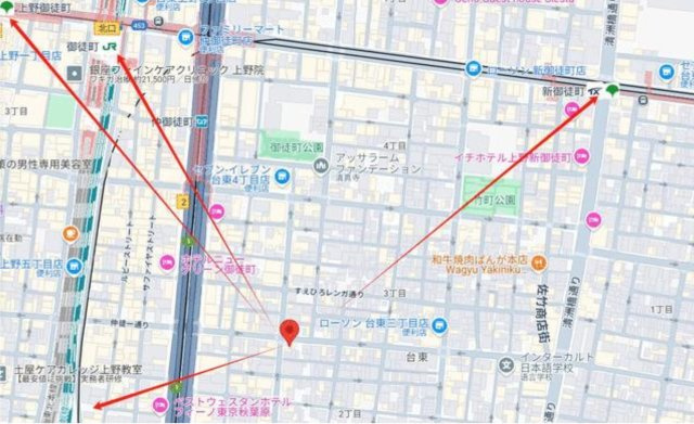 東京都台東区台東2丁目　売りホテルの地図