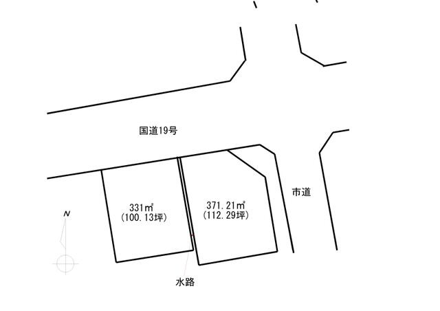 瑞浪市一色町５丁目の事業用地の区画図