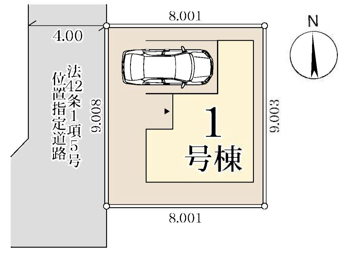 三郷市幸房　新築戸建　全1棟の区画図|大切なお車を雨から守れるビルトインガレージ