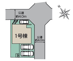 豊田市平山町1丁目　新築分譲住宅　全1棟　1号棟の区画図