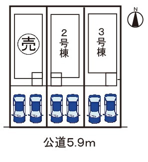 小牧市小牧1丁目　新築戸建　3号棟の区画図|駐車並列2台可能
