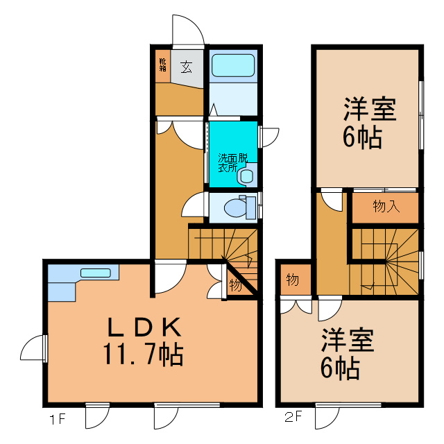 西21南3一棟二戸メゾネットの間取り