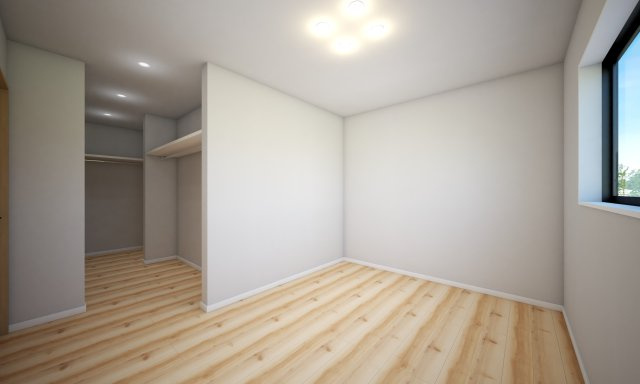 大泉町仙石の完成予想図|ファミリークローゼット付きの6帖洋室◎