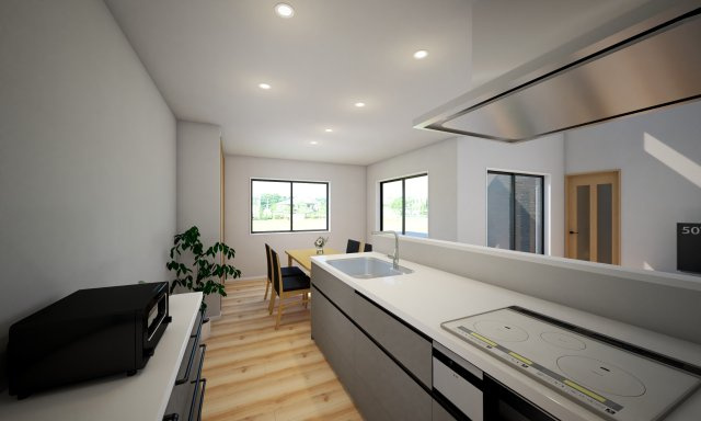 大泉町仙石の完成予想図|お料理も快適にできるキッチン♪