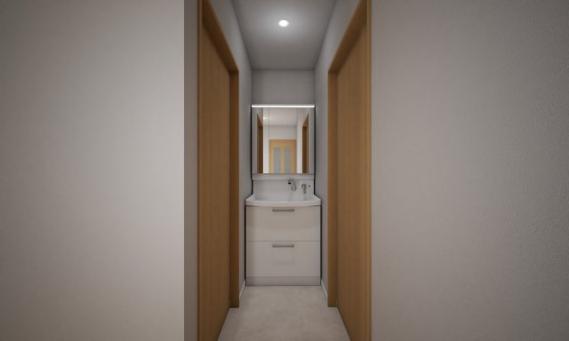 大泉町仙石の完成予想図|朝の準備もスムーズにできる洗面台◎