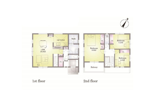 鴻巣加美　2期　新築一戸建て　ピュアガーデン　01の間取り|鴻巣加美　2期　新築一戸建て　ピュアガーデン　01、3LDK、土地面積100.33m2、建物面積93.57m2