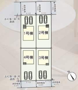 クレイドルガーデン八戸市江陽第8　4号棟の区画図