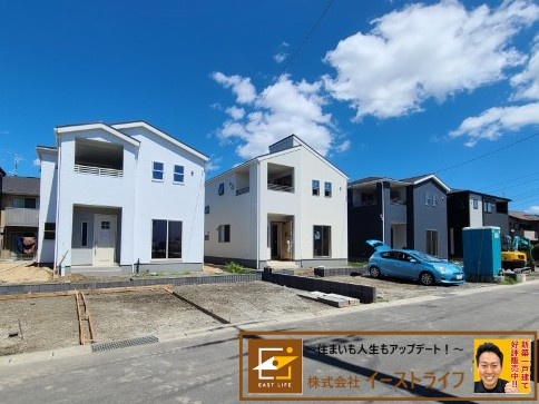 【新築戸建】　いわき市小名浜燈籠原第1 全10棟　長期優良住宅の外観|2,3,4,5号棟の外観写真　いつでもご案内いたします！お気軽にお問い合わせください。（担当：梶田）