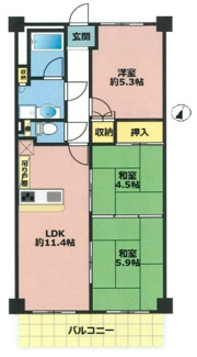 【間取り】 | ディオ・フェルティ伊丹昆陽 | 南向きバルコニーで陽当たり良好です！！