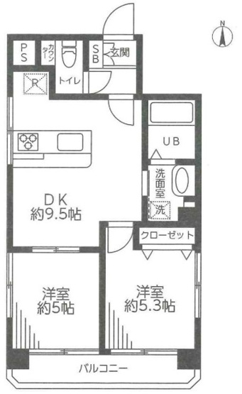 【間取り】 | リーフハイツ徳栄 | 南向きのお部屋なので、陽当たり・通風良好です。