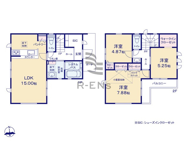 【間取り】 | 練馬区谷原６丁目　新築戸建て | 広々L型バルコニーは陽当たりも良好♪心地よい風が流れます