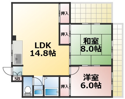 【間取り】 | シャンボール今里Ⅱ番館　仲介手数料無料