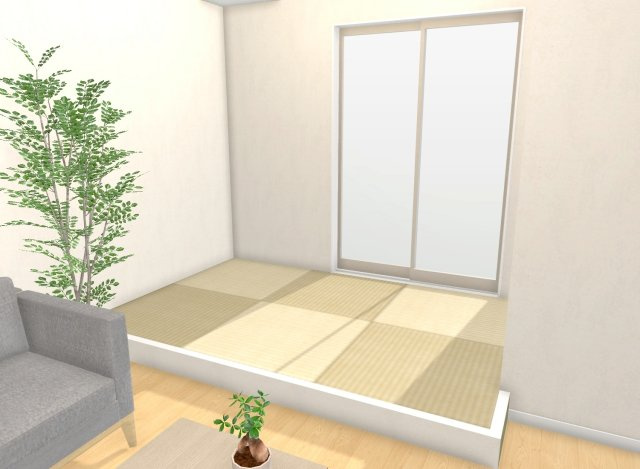 大枝西新林町1丁目　区割②　2号地　新築参考プラン　建築条件付土地の完成予想図|【施工例：タタミコーナー】家事スペースやお子様の遊び場としてもご利用いただける便利なスペースです♪