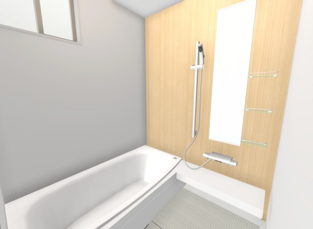 大枝西新林町1丁目　区割②　2号地　新築参考プラン　建築条件付土地の完成予想図|【施工例：浴室】バスルームはゆったりとおくつろぎいただける癒しの空間です。暖房・涼風・換気・乾燥機能付きで1年中快適なバスタイムをお楽しみいただけます♪