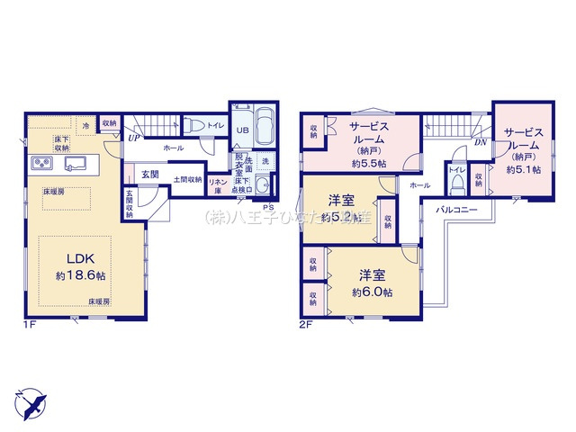 『八王子市新築戸建て』八王子市並木町21-8【仲介手数料無料】　１期の間取り|～仲介手数料無料☆八王子ひなた不動産～　八王子市並木町　新築戸建て