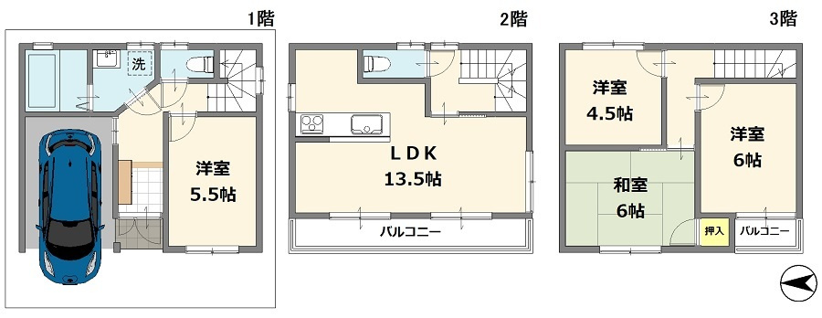東大阪市横小路町　中古戸建の間取り