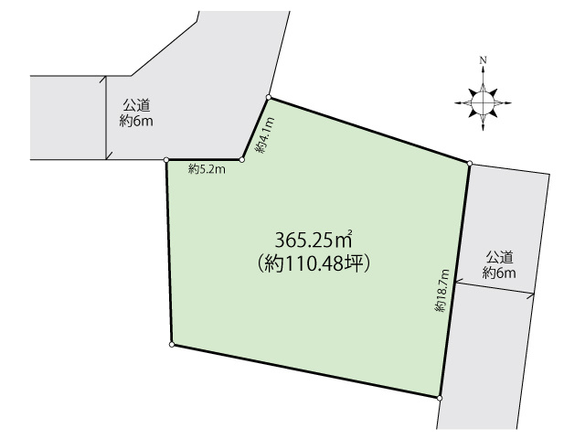 【土地図】 | 【建築条件なし】大仙市小貫高畑字曽四川 110.48坪 区画の整った住宅街の２方向接道 西側道路は消雪道路