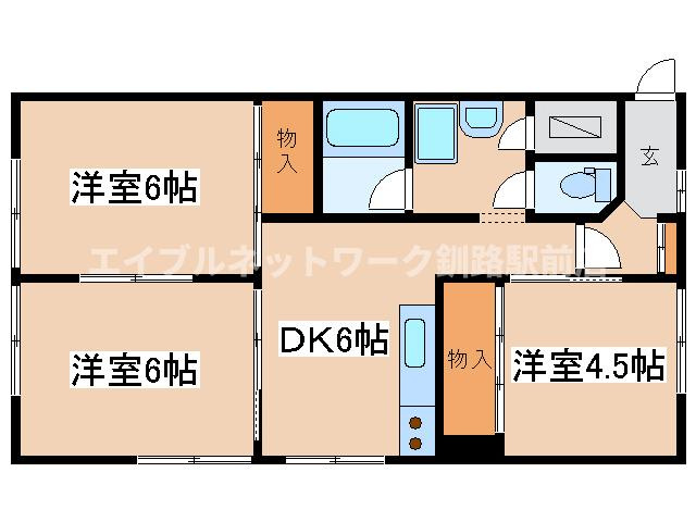 コーポ鶴ヶ岱の間取り