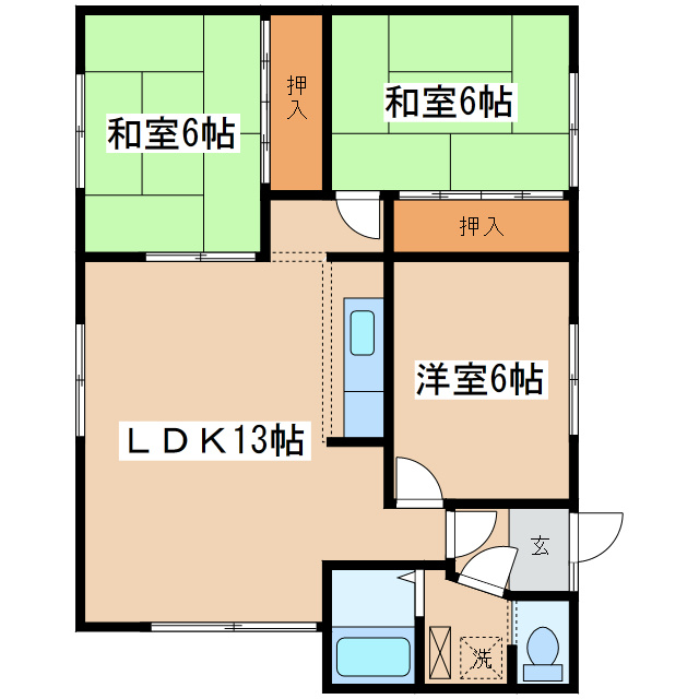 川北町4-17テラスハウスの間取り