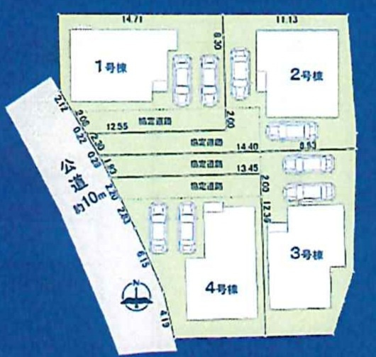 柏市増尾４丁目新築戸建【土小学校：6分】の区画図|全4棟販売中！
