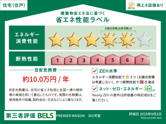 プレミアメゾンの省エネ性能ラベル|★住戸ラベル★