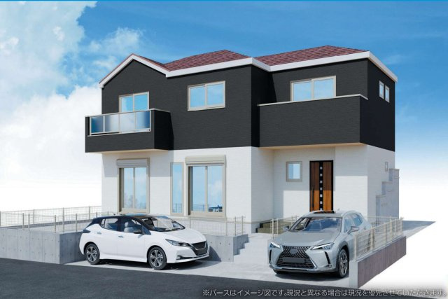 横浜市港南区芹が谷1丁目　新築戸建【仲介手数料無料】カースペース2台の外観パース